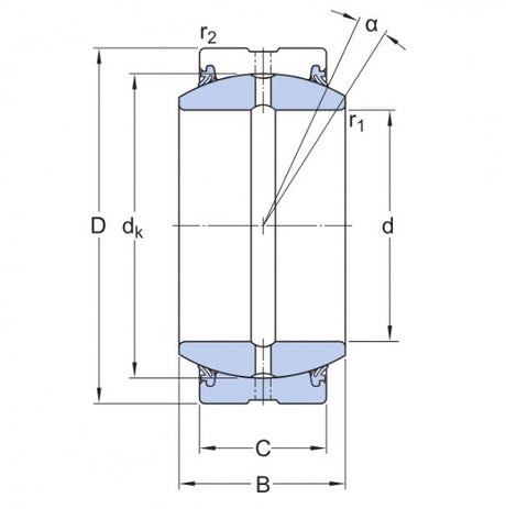 SKF GE 260 TXA-2RS (GE 260-UK-2RS) underhållsfritt ledlager, stål/PTFE