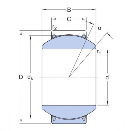 SKF GEH 40 TXE-2LS (GE 40-FW-2TS) underhållsfritt ledlager, stål/PTFE