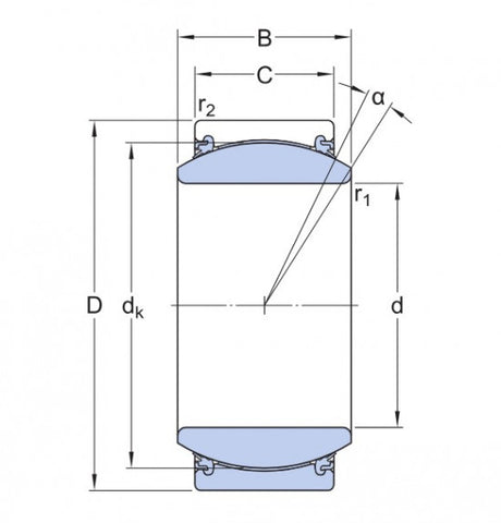 SKF GE 90 TXE-2LS (GE 90-UK-2TS) underhållsfritt ledlager, stål/PTFE