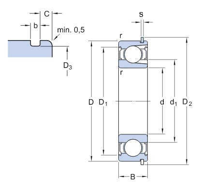 SKF 211-2ZNR kulbärande lager