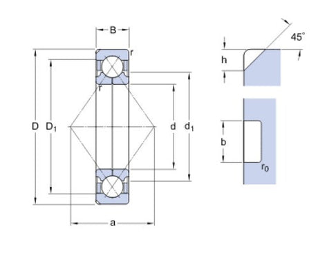 SKF QJ 222 N2MA/C4B20 fyrkantslager
