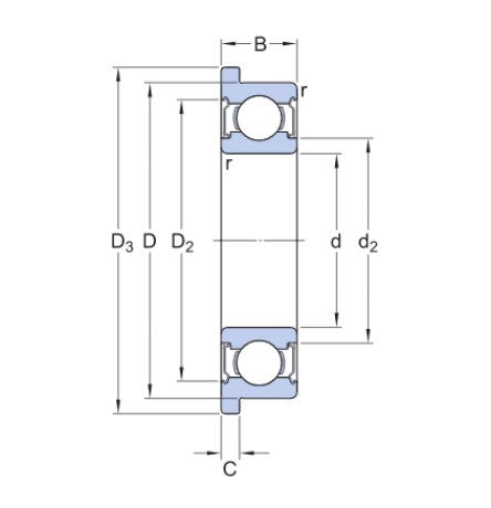 SKF W 638/5 R-2Z (SF685-2Z) rostfritt kulledelager med fläns